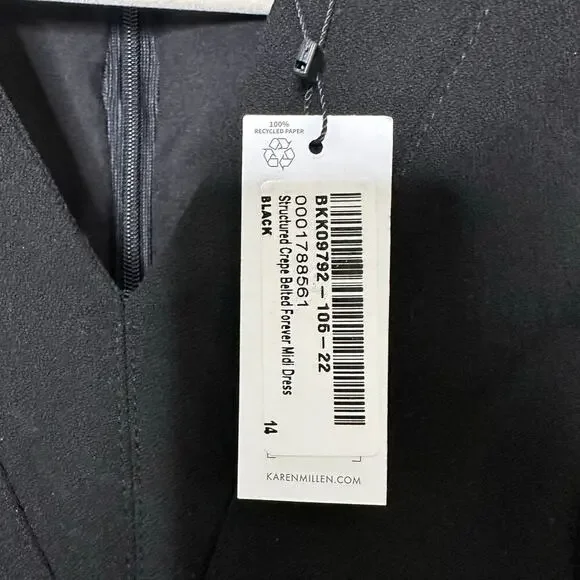 Karen Millen US 10/UK 14 Black Structured Crepe Pencil Midi Dress Career - Picture 4 of 11